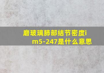 磨玻璃肺部结节密度im5-247是什么意思