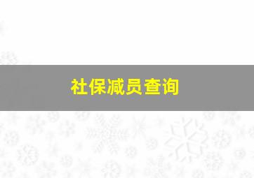 社保减员查询