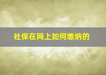 社保在网上如何缴纳的