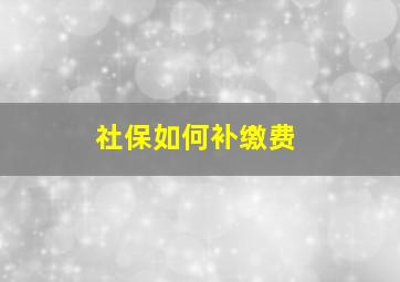 社保如何补缴费