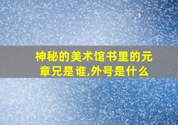 神秘的美术馆书里的元章兄是谁,外号是什么