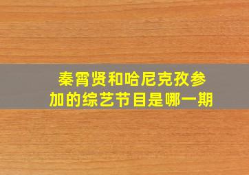 秦霄贤和哈尼克孜参加的综艺节目是哪一期