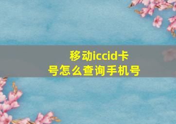 移动iccid卡号怎么查询手机号