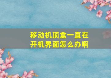 移动机顶盒一直在开机界面怎么办啊