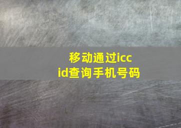 移动通过iccid查询手机号码