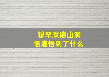 穆罕默德山洞悟道悟到了什么