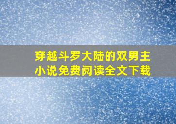 穿越斗罗大陆的双男主小说免费阅读全文下载