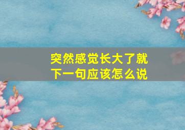 突然感觉长大了就下一句应该怎么说