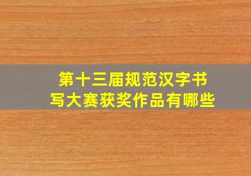 第十三届规范汉字书写大赛获奖作品有哪些