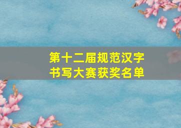 第十二届规范汉字书写大赛获奖名单