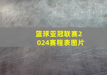 篮球亚冠联赛2024赛程表图片