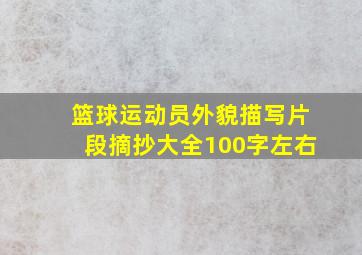 篮球运动员外貌描写片段摘抄大全100字左右