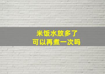 米饭水放多了可以再煮一次吗