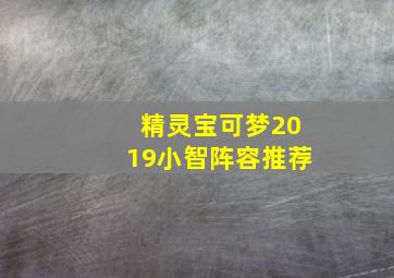 精灵宝可梦2019小智阵容推荐