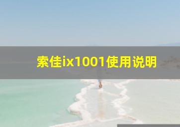 索佳ix1001使用说明