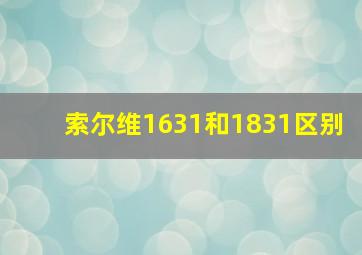 索尔维1631和1831区别