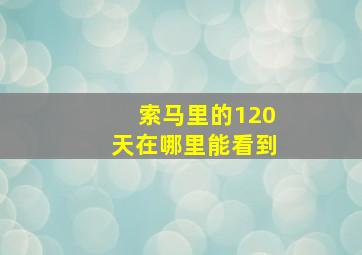 索马里的120天在哪里能看到