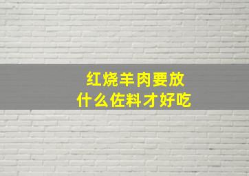 红烧羊肉要放什么佐料才好吃