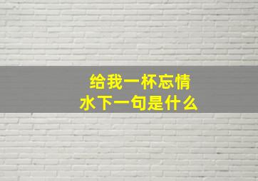 给我一杯忘情水下一句是什么