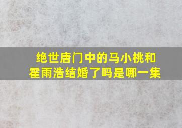 绝世唐门中的马小桃和霍雨浩结婚了吗是哪一集