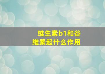 维生素b1和谷维素起什么作用