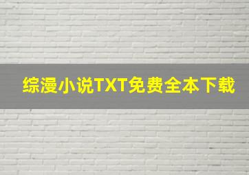 综漫小说TXT免费全本下载