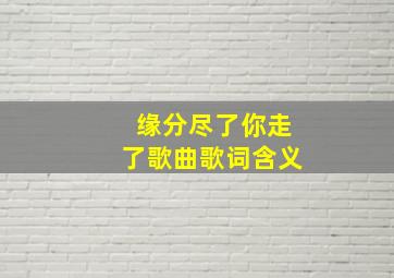 缘分尽了你走了歌曲歌词含义