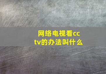 网络电视看cctv的办法叫什么