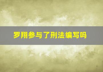 罗翔参与了刑法编写吗