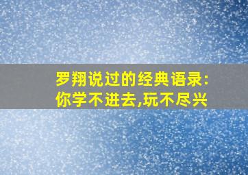 罗翔说过的经典语录:你学不进去,玩不尽兴