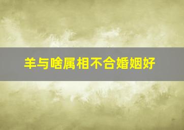 羊与啥属相不合婚姻好