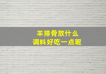 羊排骨放什么调料好吃一点呢