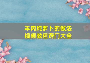 羊肉炖萝卜的做法视频教程窍门大全