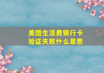 美团生活费银行卡验证失败什么意思