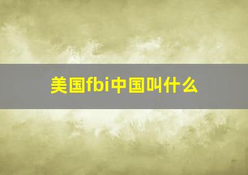 美国fbi中国叫什么