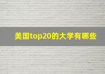 美国top20的大学有哪些