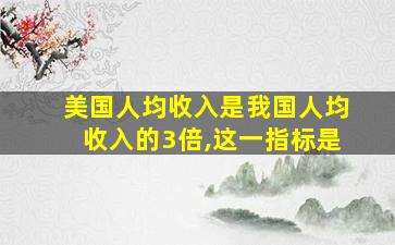 美国人均收入是我国人均收入的3倍,这一指标是