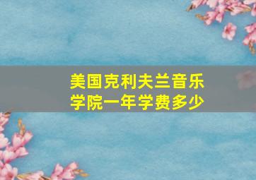 美国克利夫兰音乐学院一年学费多少