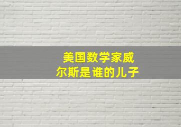 美国数学家威尔斯是谁的儿子