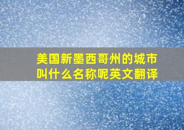 美国新墨西哥州的城市叫什么名称呢英文翻译