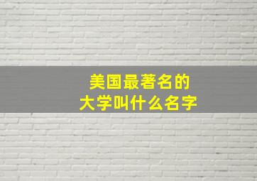 美国最著名的大学叫什么名字