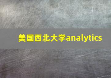 美国西北大学analytics