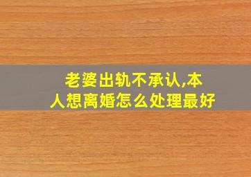 老婆出轨不承认,本人想离婚怎么处理最好