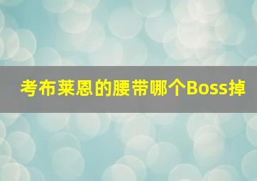 考布莱恩的腰带哪个Boss掉