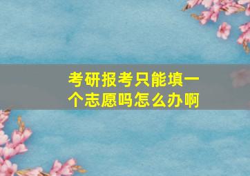 考研报考只能填一个志愿吗怎么办啊