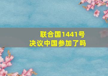 联合国1441号决议中国参加了吗