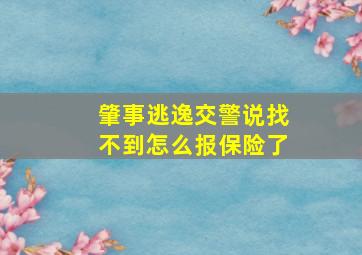 肇事逃逸交警说找不到怎么报保险了