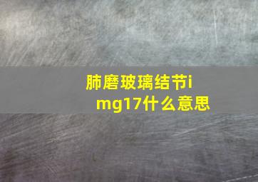 肺磨玻璃结节img17什么意思