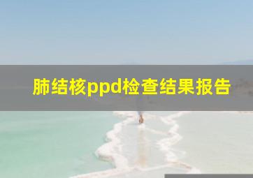 肺结核ppd检查结果报告