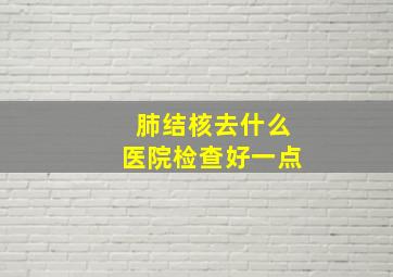 肺结核去什么医院检查好一点